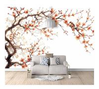 SPECUFX 3D Self-adhesive Wallpaper Wall Mural XXL Nordic flowers and birds are simple beige 100x70cm Photo Feature Wall-Art murals Bedroom Living Room