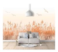 SPECUFX 3D Self-adhesive Wallpaper Watercolor: reed, hay, bird, pink 100x70cm Bedroom murals Boys and Girls Room Decor Home Living tv Background Large Wall Mural