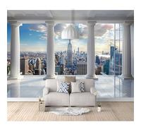 SPECUFX 3D Wall Mural Self-adhesive Wallpaper Modern cityscape white building 100x70cm Large Home Decor for Bedroom Indoor and Tv Background Art