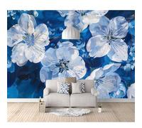 SPECUFX 3D Wall Mural Self-adhesive Wallpaper Oil painting peach blossom blue and white 100x70cm Large Home Decor for Bedroom Indoor and Tv Background Art