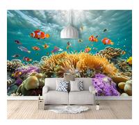 SPECUFX 3D Wall Mural Self-adhesive Wallpaper Underwater world marine life fish 100x70cm Large Home Decor for Bedroom Indoor and Tv Background Art