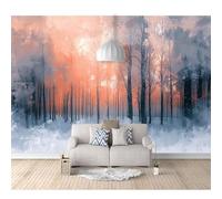 SPECUFX 3D Wall Mural Self-adhesive Wallpaper Winter forest trees, sunset plants 100x70cm Large Home Decor for Bedroom Indoor and Tv Background Art