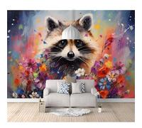 SPECUFX 3D Wall Murals Self-adhesive Wallpaper for Bedroom Animals in the flowers 100x70cm Dimensional Paper Tv Living Room Decor