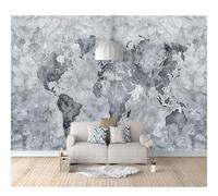 SPECUFX 3D Wall Murals Self-adhesive Wallpaper for Bedroom Concrete world map gray 100x70cm Dimensional Paper Tv Living Room Decor