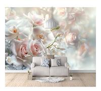 SPECUFX 3D Wall Murals Self-adhesive Wallpaper for Bedroom floral white pink 100x70cm Dimensional Paper Tv Living Room Decor