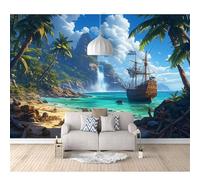 SPECUFX 3D Wall Murals Self-adhesive Wallpaper Natural scenery scenery sailing 100x70cm Space Decor Paintings Paper Suitable for Tv Background Living Room and Bedroom Art