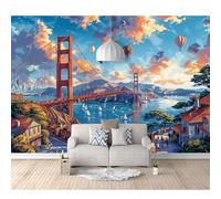 SPECUFX Art Photo Self-adhesive Wallpaper 3D Mural Bridge landscape painting 100x70cm Wall Photoposter Decor Living Room Bedroom Murals Decoration