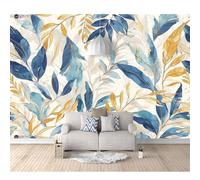 SPECUFX Art Photo Self-adhesive Wallpaper 3D Mural Watercolor leaves are golden-blue 100x70cm Wall Photoposter Decor Living Room Bedroom Murals Decoration