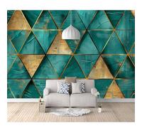 SPECUFX Bedroom Mural Self-adhesive Wallpaper 3D Geometric space is golden cyan 100x70cm Photo Modern Living Room Wall Background Tv Sofa Study Home Decoration