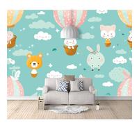 SPECUFX Custom 3D Photo Self-adhesive Wallpaper Cute animal hot air balloon for kids 100x70cm Mural Large Poster Living Bedroom Tv Background Wall Home Decoration