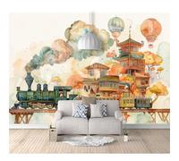 SPECUFX Custom 3D Photo Self-adhesive Wallpaper Fairytale castle town hot air balloon 100x70cm Living Room Sofa Tv Background Wallpapers Home Decor Wall - Interior Decorative Stickers Mural