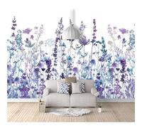 SPECUFX Custom 3D Photo Self-adhesive Wallpaper Hand painted purple flower leaves 100x70cm Mural Large Poster Living Bedroom Tv Background Wall Home Decoration