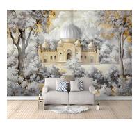 SPECUFX Custom 3D Photo Self-adhesive Wallpaper Vintage forest trees golden architectural landscape 100x70cm Mural Large Poster Living Bedroom Tv Background Wall Home Decoration