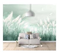 SPECUFX Custom 3D Photo Self-adhesive Wallpaper Watercolor reeds, hay, birds, cyan 100x70cm Living Room Sofa Tv Background Wallpapers Home Decor Wall - Interior Decorative Stickers Mural
