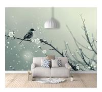 SPECUFX Custom Mural Self-adhesive Wallpaper for Walls 3D Flowers and birds are gray and simple 100x70cm Art Wall Painting Living Room Bedroom Restaurant Dining Decor