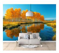 SPECUFX Custom Mural Self-adhesive Wallpaper for Walls 3D Landscape: poplar trees, yellow nature 100x70cm Art Wall Painting Living Room Bedroom Restaurant Dining Decor