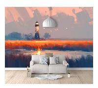 SPECUFX Custom Mural Self-adhesive Wallpaper for Walls 3D Oil painting landscape lighthouse meadow 100x70cm Art Wall Painting Living Room Bedroom Restaurant Dining Decor