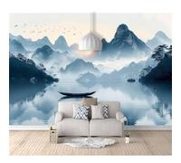 SPECUFX Custom Mural Self-adhesive Wallpaper for Walls 3D Oriental ink mountain boat 100x70cm Art Wall Painting Living Room Bedroom Restaurant Dining Decor