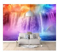 SPECUFX Custom Mural Self-adhesive Wallpaper for Walls 3D Rainbow Waterfall Natural scenery 100x70cm Art Wall Painting Living Room Bedroom Restaurant Dining Decor