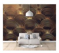 SPECUFX Custom Photo Self-adhesive Wallpaper Murals Abstract stripes golden brown 100x70cm Panorama 3D Wall Mural Effect Poster for Living Room Bedroom Children's