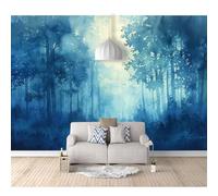 SPECUFX Custom Photo Self-adhesive Wallpaper Murals Blue watercolor forest plants 100x70cm Panorama 3D Wall Mural Effect Poster for Living Room Bedroom Children's