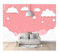 SPECUFX Custom Photo Self-adhesive Wallpaper Murals Cartoon girl pink clouds with stars 100x70cm Panorama 3D Wall Mural Effect Poster for Living Room Bedroom Children's