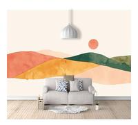 SPECUFX Custom Photo Self-adhesive Wallpaper Wall Covering Abstract watercolor colorful mountains and sun 100x70cm 3D Mural Painting for Bedroom Walls Living Room The Effect border