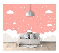 SPECUFX Custom Photo Self-adhesive Wallpaper Wall Covering Cartoon girl pink clouds with stars 100x70cm 3D Mural Painting for Bedroom Walls Living Room The Effect border