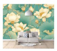 SPECUFX Custom Photo Self-adhesive Wallpaper Wall Covering Vintage floral lotus teal 100x70cm 3D Mural Painting for Bedroom Walls Living Room The Effect border