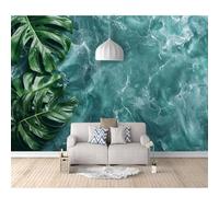 SPECUFX Custom Photo Wallpapers 3D Blue marbled monstera leaves 100x70cm Wall Paper Murals Living Room Tv Sofa Bedroom Study Decor Removable Posters Art