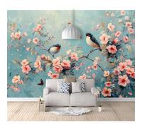 SPECUFX Custom Photo Wallpapers 3D Oil painting of flowers and birds blue pink 100x70cm Wall Paper Murals Living Room Tv Sofa Bedroom Study Decor Removable Posters Art