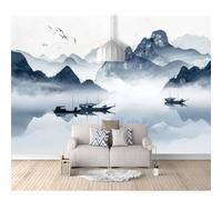 SPECUFX Custom Self-adhesive Wallpaper 3D Mural Ink landscape boats 100x70cm Wall Wear Resistant Decoration for Study Room Living Backdrop Covering Photo