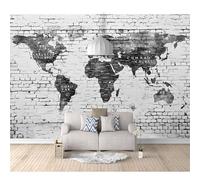 SPECUFX Custom Self-adhesive Wallpaper 3D Mural Retro brick black and white map 100x70cm Wall Wear Resistant Decoration for Study Room Living Backdrop Covering Photo