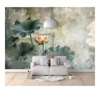 SPECUFX Custom Self-adhesive Wallpaper 3D Mural Vintage lotus grey 100x70cm Wall Wear Resistant Decoration for Study Room Living Backdrop Covering Photo