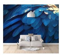 SPECUFX Custom Size Self-adhesive Wallpaper 3D Photo Close-up of blue parrot feathers 100x70cm Livingroom Tv Background for Wall Office Bedroom Dining Room Photos