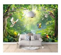 SPECUFX Custom Size Self-adhesive Wallpaper 3D Photo Rainforest landscape flowers, birds, trees, jungle 100x70cm Livingroom Tv Background for Wall Office Bedroom Dining Room Photos