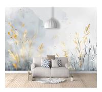 SPECUFX Custom Size Self-adhesive Wallpaper 3D Photo Simple gray grass golden dried flowers 100x70cm Livingroom Tv Background for Wall Office Bedroom Dining Room Photos