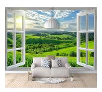 SPECUFX Custom Size Self-adhesive Wallpaper 3D Photo The windows are landscaped with green mountain trees 100x70cm Livingroom Tv Background for Wall Office Bedroom Dining Room Photos