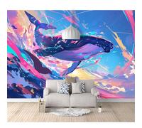 SPECUFX Custom Size Self-adhesive Wallpaper 3D Photo Whales are beautiful marine animals 100x70cm Livingroom Tv Background for Wall Office Bedroom Dining Room Photos