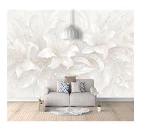 SPECUFX Giant Self-adhesive Wallpaper Photo 3D Wall Mural Lily flower pearls 100x70cm for Living Room TV Background Home Decoration Floral Card