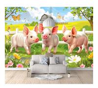 SPECUFX Giant Self-adhesive Wallpaper Photo 3D Wall Mural Piglets and the farm 100x70cm for Living Room TV Background Home Decoration Floral Card