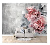 SPECUFX Giant Self-adhesive Wallpaper Photo 3D Wall Mural Vintage floral pink gray 100x70cm for Living Room TV Background Home Decoration Floral Card