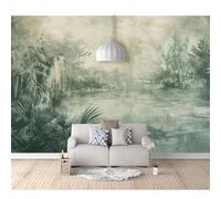 SPECUFX Giant Self-adhesive Wallpaper Photo 3D Wall Mural Vintage watercolor river botanical landscape 100x70cm for Living Room TV Background Home Decoration Floral Card