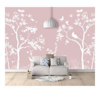 SPECUFX Hd Print Mural Self-adhesive Wallpaper Flowers, birds, trees, white, pink 100x70cm Large Size Photo Wall Decor Picture 3D Living Room The for Bedroom border