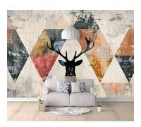SPECUFX Hd Print Mural Self-adhesive Wallpaper Nordic vintage geometric antler grey 100x70cm Large Size Photo Wall Decor Picture 3D Living Room The for Bedroom border