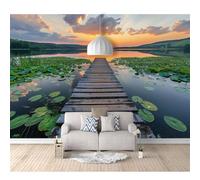 SPECUFX Hd Print Mural Self-adhesive Wallpaper Sunset natural landscape of wooden bridge over the sea 100x70cm Large Size Photo Wall Decor Picture 3D Living Room The for Bedroom border