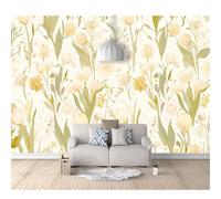 SPECUFX Hd Print Mural Self-adhesive Wallpaper Vintage floral leaves beige 100x70cm Large Size Photo Wall Decor Picture 3D Living Room The for Bedroom border