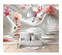 SPECUFX Home Decor Art Murals Custom 3D Photo Self-adhesive Wallpaper Pink flower butterfly reflection 100x70cm Room Bedroom Wall Painting Living Mural for Wallcoverings
