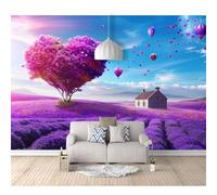 SPECUFX Home Decor Art Murals Custom 3D Photo Self-adhesive Wallpaper Romantic landscape tree love purple hot air balloon 100x70cm Room Bedroom Wall Painting Living Mural for Wallcoverings