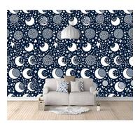 SPECUFX Landscape Wall Mural Bohemian Blue Moon and Stars 100x70cm Self-adhesive Wallpaper Photo Art Living Room Bedroom Office Murals